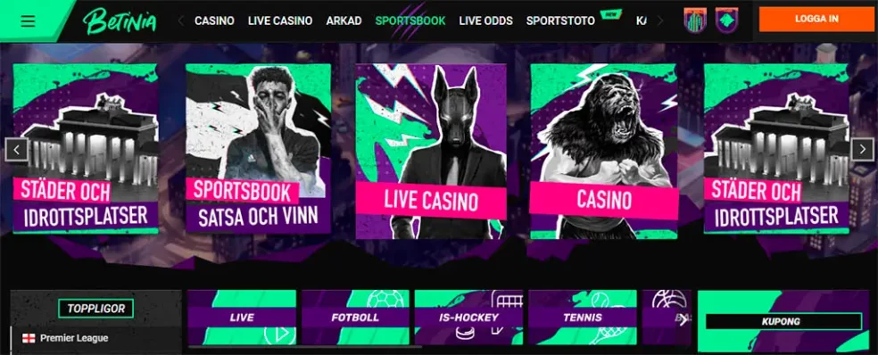 Odds och betting på Betinia casino