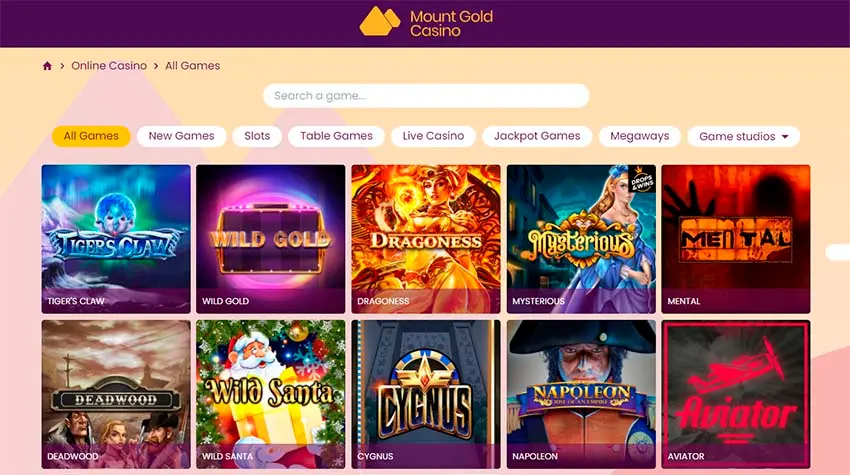 Spelutbud på Mount Gold Casino